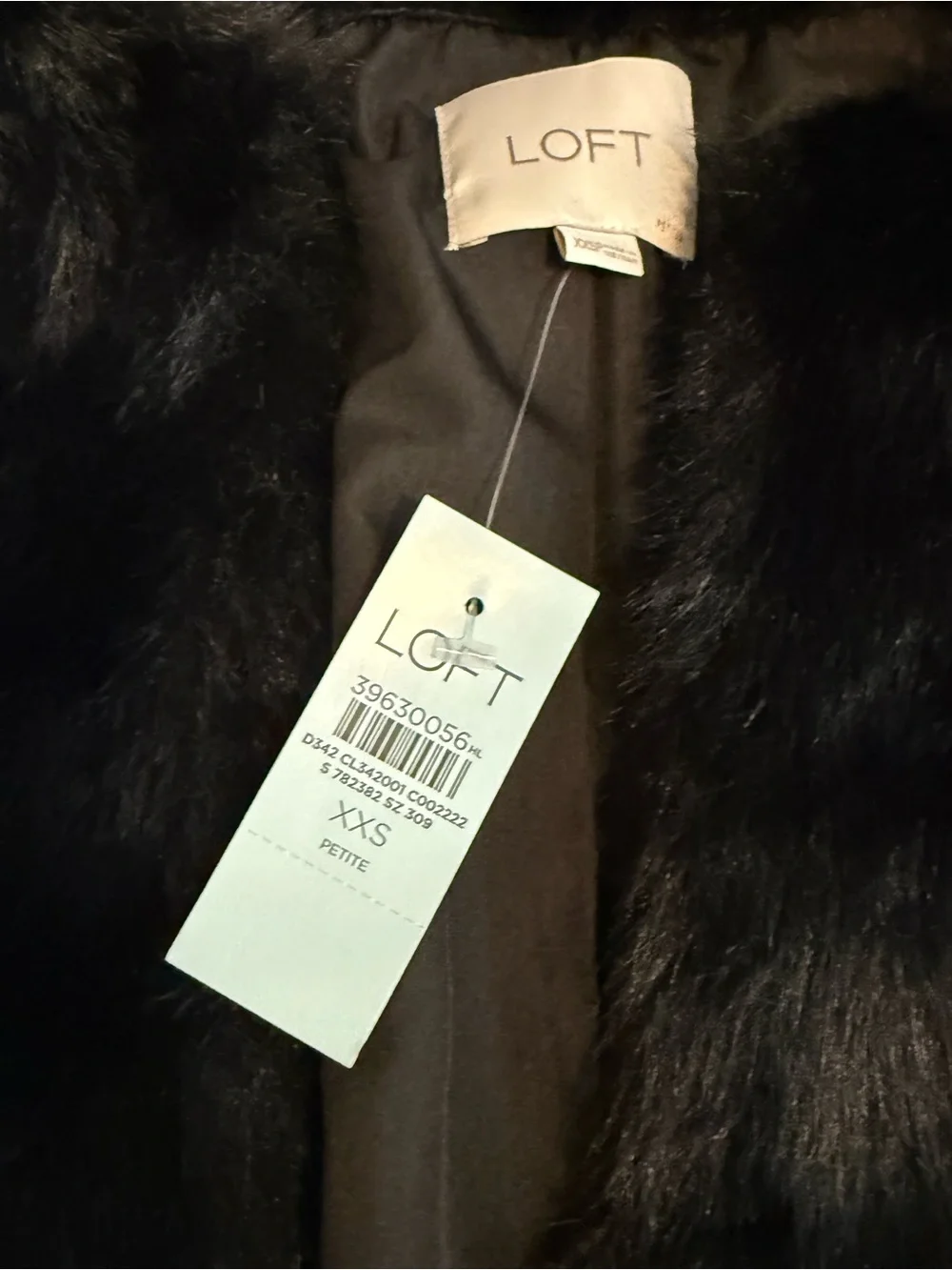 LOFT Black Faux Fur Cropped Jacket